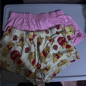 Disney Women's Winnie the Pooh Athletic Shorts - Pink and Cream
